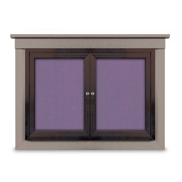 36"x36" 1-Door Enclosed Letterboard, Blue Felt/Lt Oak